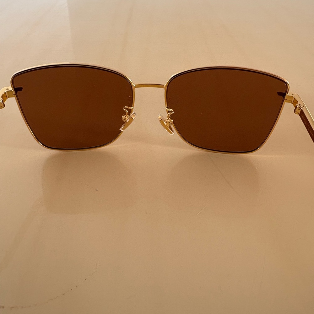 Bottega Veneta Gold Frame Sunglasses with Brown Lenses - Picture 5 of 11